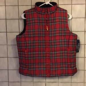 Chaps Red Plaid ZipUp Women’s Vest NEW-Tags SzL PT